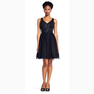 Adrianna Papell Beaded Dress w/ Tulle Skirt